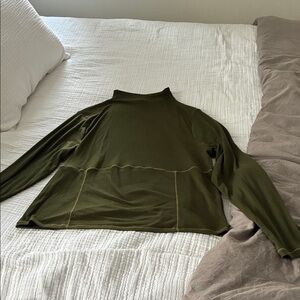 Olive Green Long Sleeve Top, mock turtleneck, soft, xl